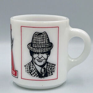 Vintage Alabama Crimson Tide Milk Glass Coffee Mug Cup Paul Bear Bryant RARE Fin